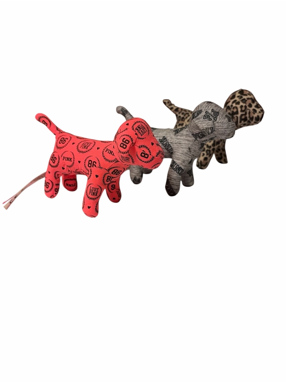 PINK Plush Dog Set in Pink Gray and Leopard Print